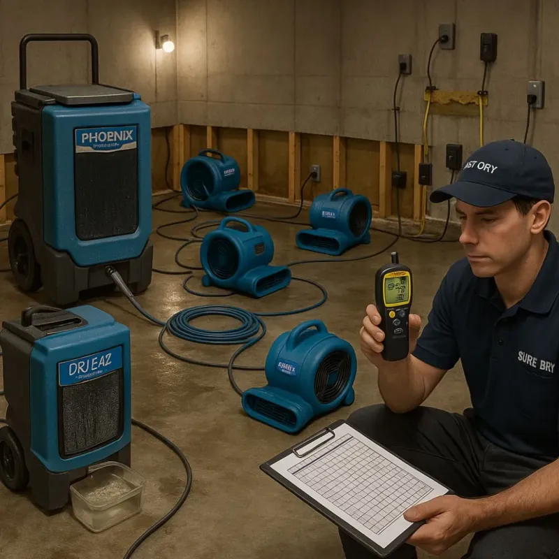 Structural Drying and Dehumidification process in Teague, TX